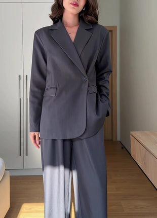 Blazer Wide Leg Pants Formal Two Piece Suit