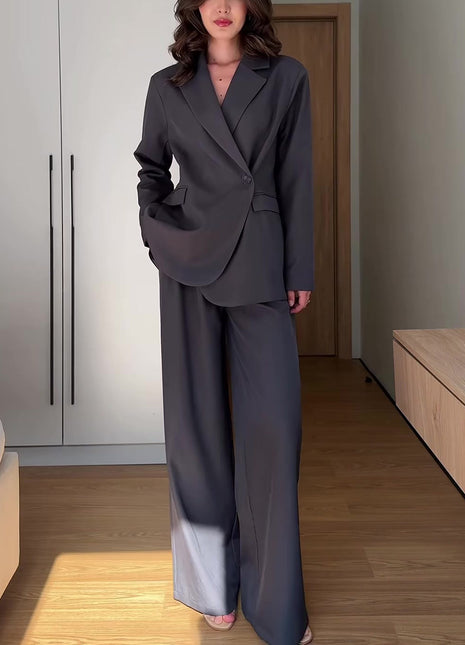 Blazer Wide Leg Pants Formal Two Piece Suit