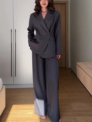 Blazer Wide Leg Pants Formal Two Piece Suit