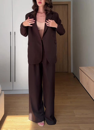 Blazer Wide Leg Pants Formal Two Piece Suit