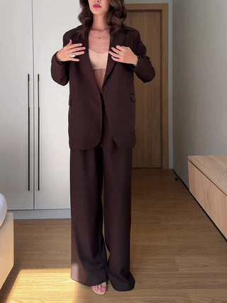 Blazer Wide Leg Pants Formal Two Piece Suit