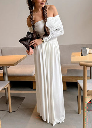 Off Shoulder Top Flowy White Skirt Two Piece Outfit