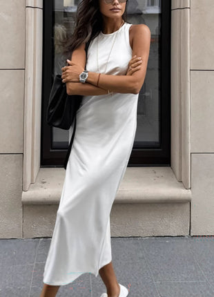 Sleeveless Ruched Slim Fit Midi Maxi Dress