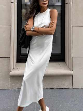 Sleeveless Ruched Slim Fit Midi Maxi Dress
