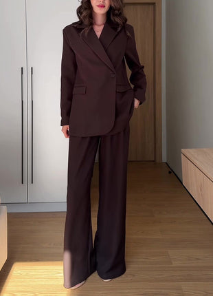 Blazer Wide Leg Pants Formal Two Piece Suit