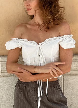 Sexy Slim-Fit Cotton Shirt with Lace Trim