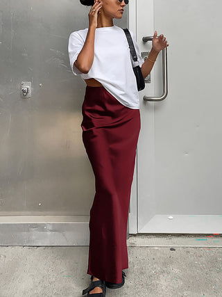 Women's Satin Mermaid Maxi Skirt
