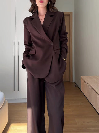 Blazer Wide Leg Pants Formal Two Piece Suit