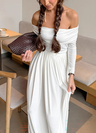 Off Shoulder Top Flowy White Skirt Two Piece Outfit