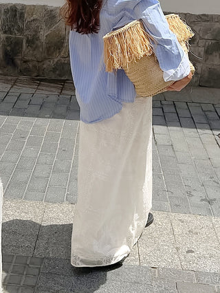 Low-Rise Cut-Out Jacquard Skirt