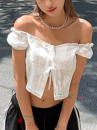 Sexy Slim-Fit Cotton Shirt with Lace Trim