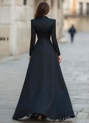 Blazer Top High Slit Lace Maxi Evening Gown Two Piece Set