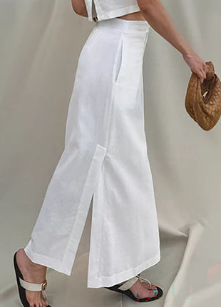 Sleeveless Crop Top Midi Skirt Two Piece Set
