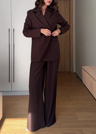 Blazer Wide Leg Pants Formal Two Piece Suit