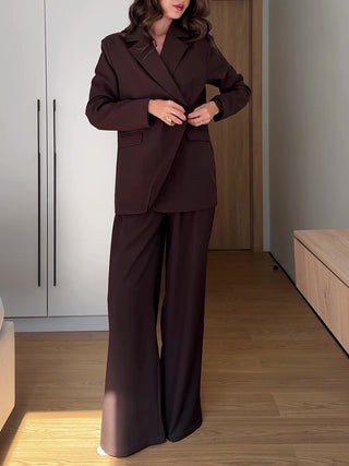 Blazer Wide Leg Pants Formal Two Piece Suit