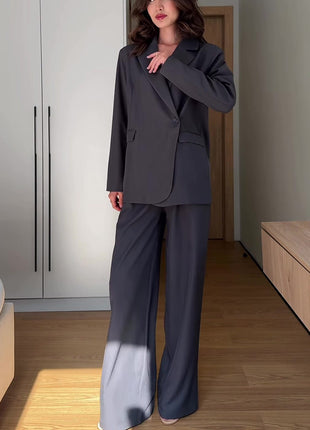 Blazer Wide Leg Pants Formal Two Piece Suit