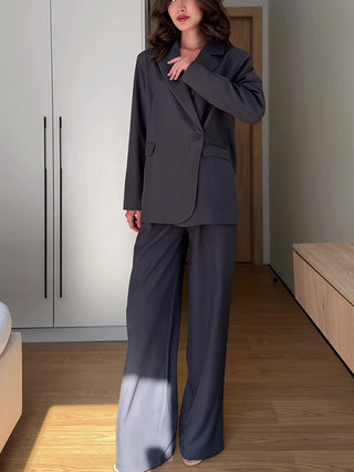 Blazer Wide Leg Pants Formal Two Piece Suit