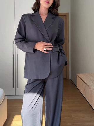 Blazer Wide Leg Pants Formal Two Piece Suit