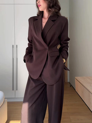 Blazer Wide Leg Pants Formal Two Piece Suit