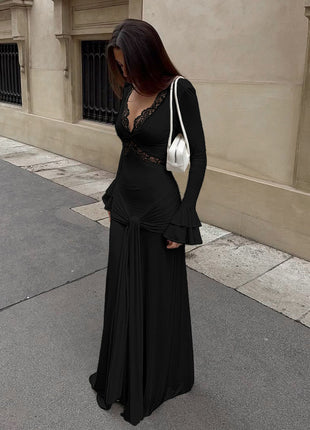 Elegant & Sexy Lace-Paneled Maxi Dress