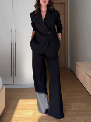 Blazer Wide Leg Pants Formal Two Piece Suit