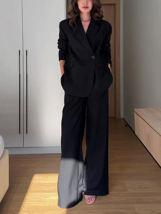 Blazer Wide Leg Pants Formal Two Piece Suit