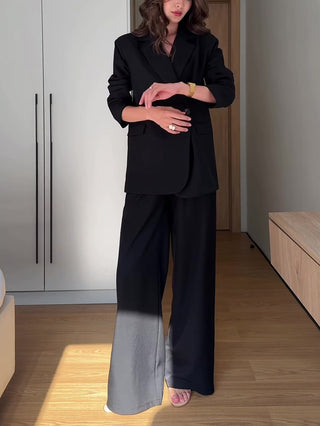 Blazer Wide Leg Pants Formal Two Piece Suit