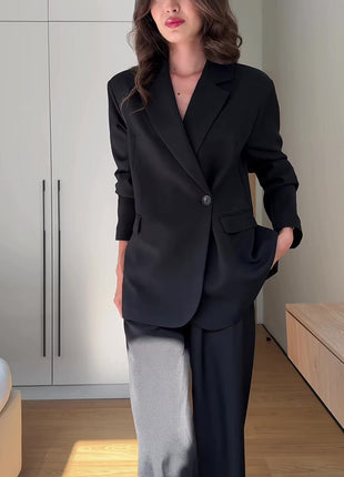 Blazer Wide Leg Pants Formal Two Piece Suit